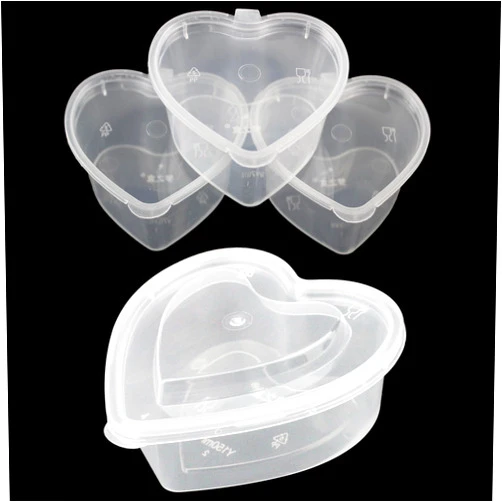 Goodma Heart Shaped Slime Storage Plastic Boxes 5 oz & 2.4 oz Capacity Bundle