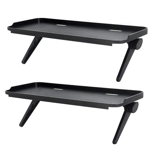 QIYUNI 2 Pieces TV Top Shelf Screen Monitor Top Storage Bracket Computer Screen Shelf Adjustable Bracke for Media Boxes Game Console Router Home Mount (Black, 11.8 x 4.9 Inch)