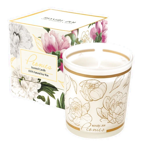 ROMIIE ZOI Scented Candle - Peony - 6oz Aromatherapy Soy Wax Jar Candle for Home, Gifts for Women - 170g