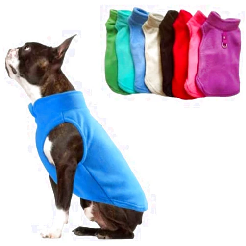 JACKO & CO - Fleece Vest Sweater with Leash Ring - Soft Lightweight Breathable for Puppies Small Medium Dogs, Kitten, Cats, Chihuahua - Warm for Fall/Autumn/Winter (Blue, Large 10-16lbs)