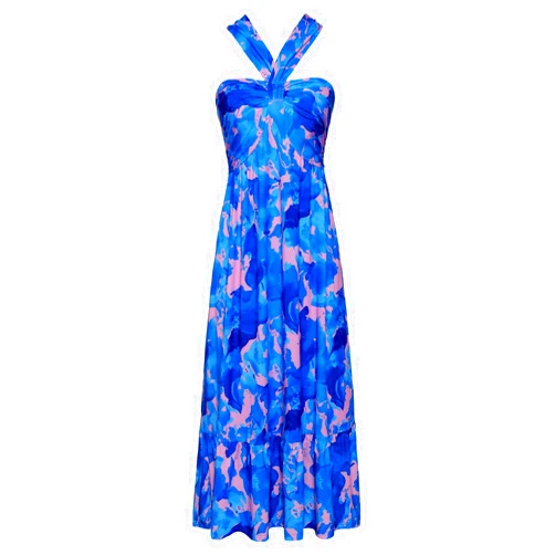 GRACE KARIN 2024 Women's Criss Cross Halterneck Sleeveless Summer Floral Print Flowy A Line Maxi Dress