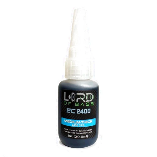 Lord of Bass Premium Grade Cyanoacrylate (CA) Super Glue 1 oz Black Medium-Thick 2400 CPS Viscosity