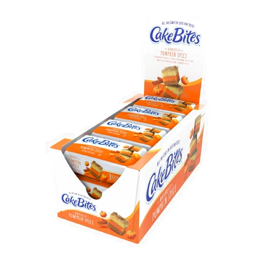 COOKIES UNITED ALWAYS FRESH The Original Cakebites by Cookies United, Grab-and-Go Bite-Sized Snack, Harvest Pumpkin Spice, 12 Packs of 3 Cookies