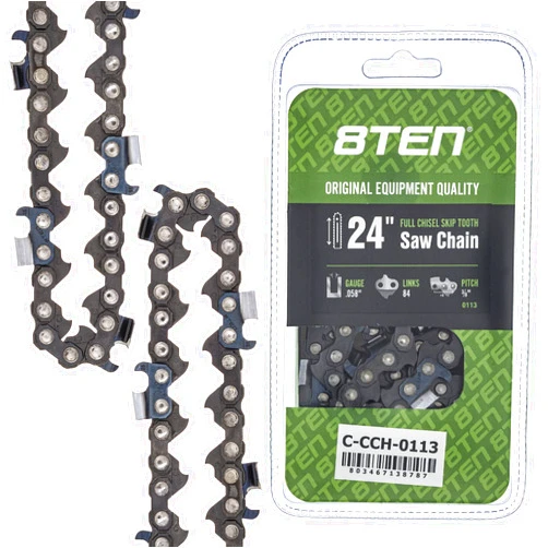 8TEN Full Chisel Skip Tooth Chainsaw Chain 24 Inch .058 3/8 84DL For Husqvarna 455 Rancher 372XP Jonsered 2065
