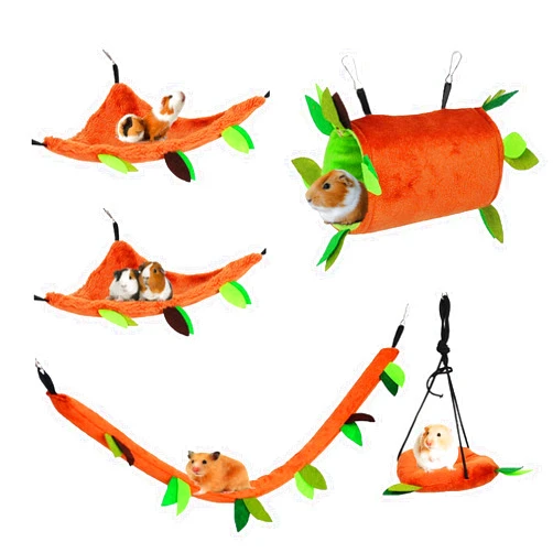 ISMARTEN Hamster Guinea Pig Hammock, Small Animal Hanging Hammock Warm Bed House Hamster Guinea Pig Rat Cage Accessories Toys Bed Hanging Tunnel and Swing for Sugar Glider Squirrel Playing