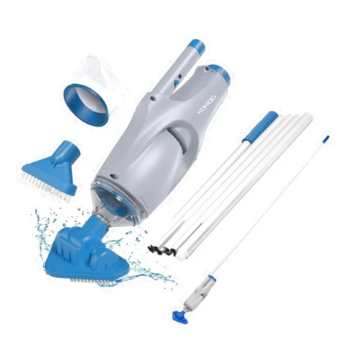 KOKIDO Rechargeable Handheld Pool Vacuum Set with Adjustable Pole and 2 Interchangeable Brush Heads, for Above Ground Pool, Hot Tub, Spa and Small Pools to 20ft, Cordless, Spot Clean XTROVAC 110