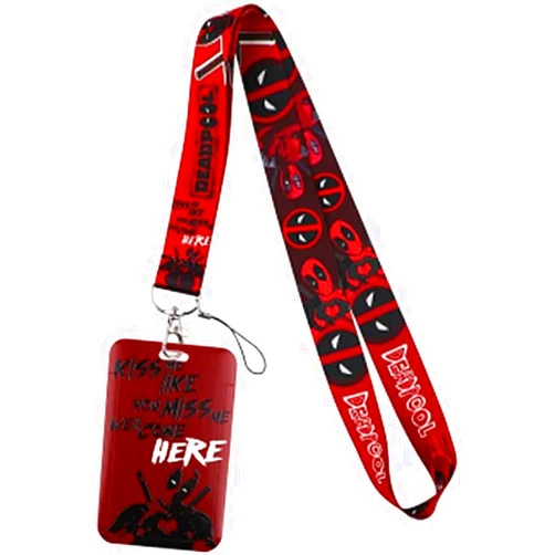 TCB Creations Dead Pool Character Themed Red Lanyard w/ID Holder Keychain