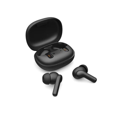 Konnek Stein True Wireless Earbuds, Bluetooth 5.1 Active Noise Cancelling Headphones, Sliding Design Charging Case 500mAh, IPX4 Waterproof, Deep Bass Built-in Mic Call for Business & Sports - Black