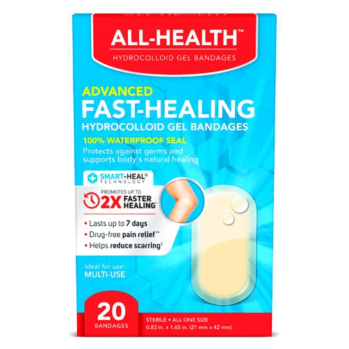 All Health Advanced Fast Healing Hydrocolloid Gel Bandages Bundle: Extra Large 3 ct + Regular 20 ct | 2X Faster Healing for First Aid Blisters or Wound Care