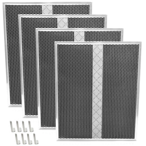 REEPLAR 4 Pack HPF30 Range Hood Non-Ducted Charcoal Filter Compatible with Broan Range Hood Filter S97020466 Type XC with Clips，14.6