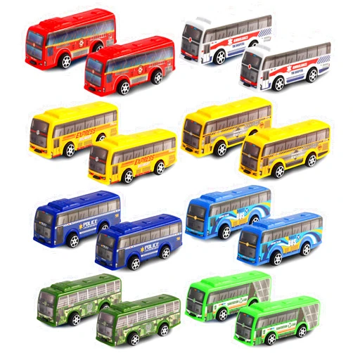 HSMQ 16 Pcs Pull Back City Bus Vehicles Toys Set, Mini Pull Back Cars for Kids Toddlers, Friction Powered Racing Vehicles Bulk Toys, Party Favors Goodie Bags Stuffers Pinata Fillers for Boys Girls