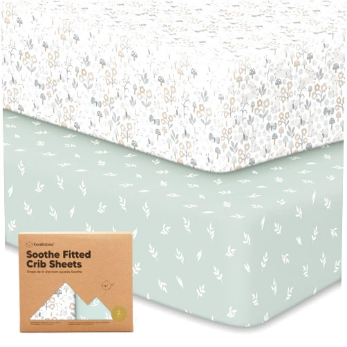 KeaBabies 2-Pack Organic Crib Sheets for Boys, Girls - Jersey Fitted Crib Sheet, Baby Crib Sheets Neutral, Crib Mattress Sheet, Cotton Crib Sheets, Breathable Crib Sheet, Baby Mattress Sheets (Prairie)