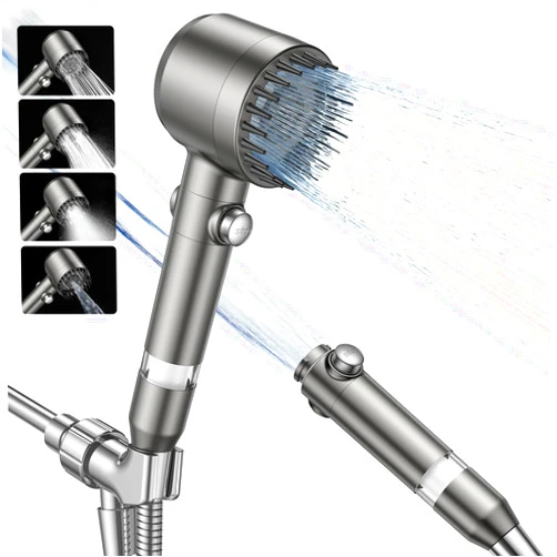 Jomst Filtered Shower Head with Handheld,High Pressure Shower Head 4 Spray Modes,ShowerHead with ON/OFF Switch for Pets,Built-in Power Wash to Clean Tub,Shower Heads Combo with Stainless Steel Hose