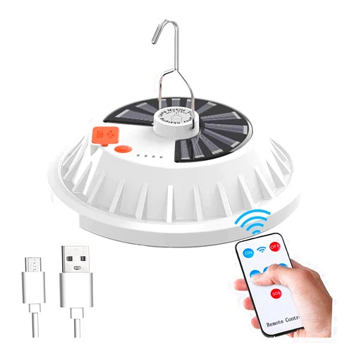 MDybf USB Solar Camping Light with Remote Control - Hanging IPX7 Waterproof Tent Light Outdoor Lamp for Camping, Hiking, Outage, Cellphone Emergency Charging(120 Piece LED)