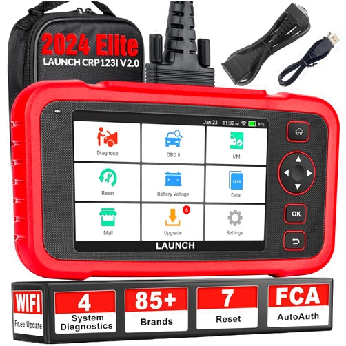 LAUNCH OBD2 Scanner CRP123I V2.0 Elite,Scan Tool Upgrade of CRP123E/CRP129E for ABS/SRS/AT/ENG, FCA SGW, 7 Reset Services, Oil/Brake/BMS/SAS/D.P.F/ABS Bleeding/Throttle Adaption, Free Lifetime Upgrade