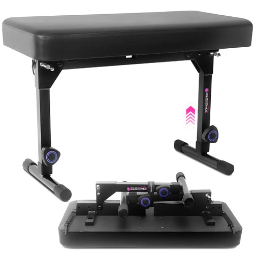 Liquid Stands Foldable Dual Adjustable Piano Bench Music Stool - Piano Keyboard Bench Seat for Piano Keyboard Stand with Black Padded Cushion for Musicians Piano Stool Chair, Piano Desk
