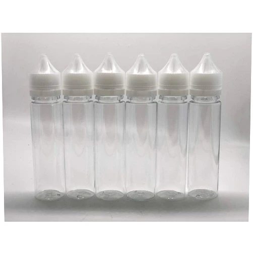 Sunday 7 Squeezable 60ml Empty Drop Bottle Food Grade PET Transparent Plastic Bottle With Childproof Tampering White Cap. Gift Sticker Labels (6 PCS)