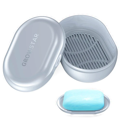 COKOLILA Soap Holder, Travel Soap Container, Portable Soap Dish with Lid, Leakproof Soap Dishes for Bar Soap with Cover, Plastic Soap Bar Holder, Best for Camping, Outdoor, Bathroom, Hiking Traveling (Grey)