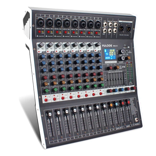 FULODE 8-Channel Professional Audio Mixer Sound Board Console 99 Bit DSP Digital Processor w/USB Bluetooth MP3 for PC Recording Input, XLR Microphone Jack, 48V Power, RCA Input/Output, DJ Mixer