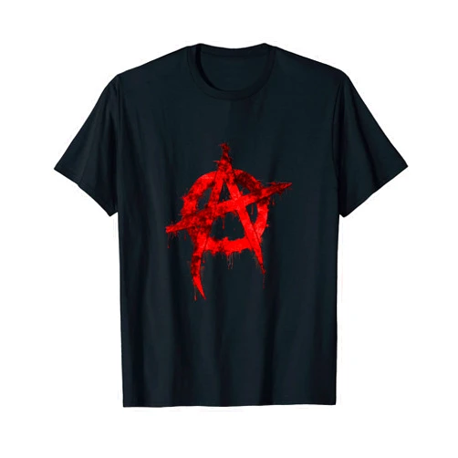 The Anarchist Anarchy Designs Red Graffiti Anarchy Symbol T-Shirt