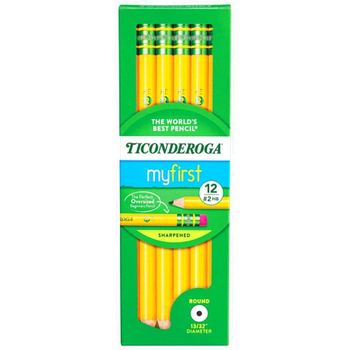 Ticonderoga My First Wood-Cased Pencils, Pre-Sharpened, 2 HB, Yellow, 12 Count