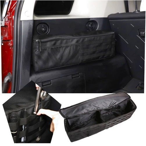 HAPPYHORSE Car Trunk Storage Box Organizer Compatible Toyot @FJ Cruiser 2007-2021 Rear Storage Box Organizer Tray Oxford Fabric Multifunctional Organizing Storage Bag (Left black)