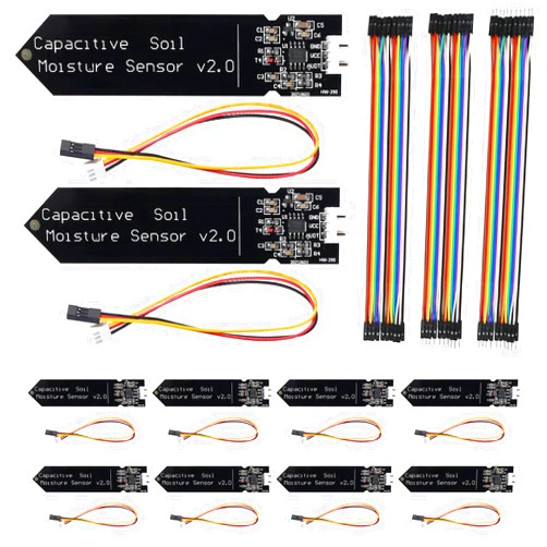 Coliao 10pcs Capacitive Soil Moisture Sensor Corrosion Resistant Soil Humidity Detection Module for Moisture Detection Garden Watering DIY Electronic for Raspberry Pi with Dupont Wire