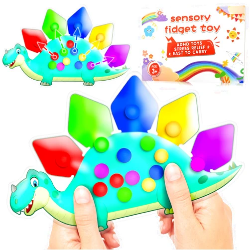 UIIOPJIOM Dinosaur Color Sorting Sensory Toys, Montessori Toys for Toddler Fine Motor Skill Game Learning Activities Quiet Calm Down Fidgets for Classroom Stocking Stuffers for 3 4 5 Year Old Boy Kid Travel Toy