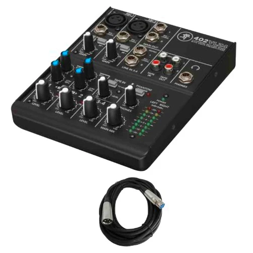 Mackie 402VLZ4 4-Channel Compact Mixer with 20ft. XLR Cable Bundle