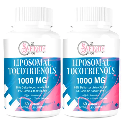 Sveikata Liposomal Tocotrienols Supplement 1000mg, Vitamin E, Advanced Formula with 95% Delta-tocotrienols, 5% Gamma-tocotrienols - 60 Softgels （2 Bottle）