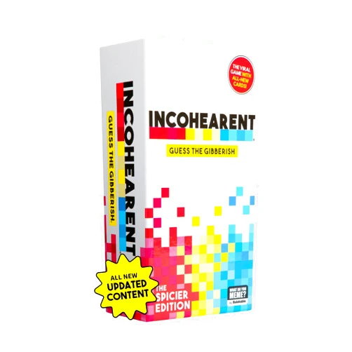 WHAT DO YOU MEME? Incohearent, The Guess the Gibberish Party Game by Relatable, A Funny Card Game for Adults, Great for Bachelorette Party Games or Game Night Games, Includes 400 Cards, Instructions, and 1 Sand Timer