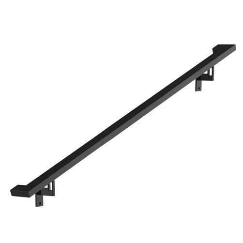 Meranti Home + Garden Modern Aluminum Handrail Complete DIY Kit – Matte Black with Adjustable Wall Mount Brackets Included (7' Length)