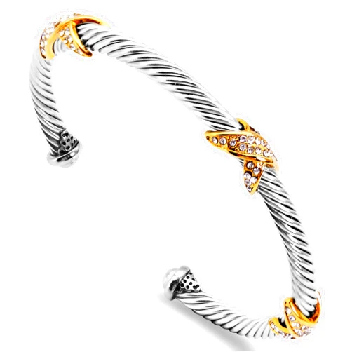 QIAOZILI Cuff Bracelets for Women 4.5mm Thin Twisted Cable Wire Bangle - Adjustable Stainless Steel Bangle Bracelet Designer Inspired Jewelry