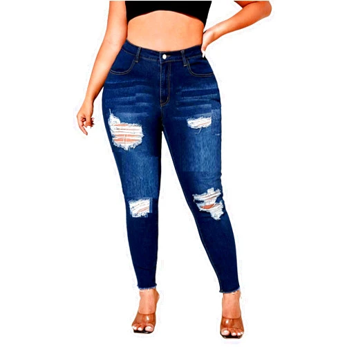 1826 JEANS /Jack David Jack David Womens Plus Size Stretch Distressed Ripped Blue Skinny Denim Jeans