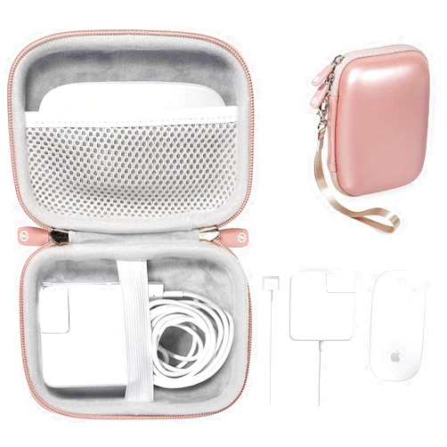 GETGEAR case for MacBook Magsafe/Magsafe 2 Charger Adapter, Magic Mouse 1, 2, Lightning Hub, Type C and USB Hub, Card Reader, All in one Carrying Solution (Rose Gold)