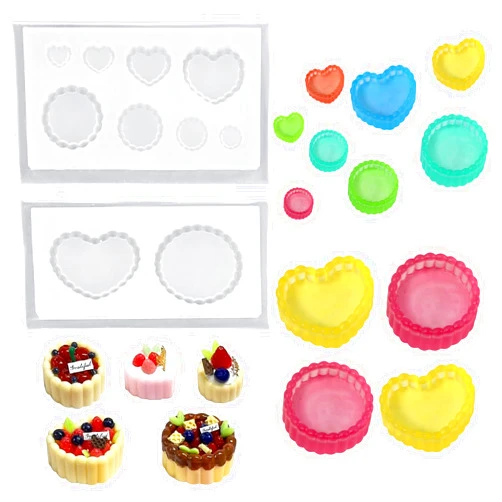 BROVITI 2Pcs Mini Thumb Cake Trays Shape Silicone Molds Tiny Things Epoxy Casting Molds for DIY Micro Resin Dollhouse Kitchen Miniatures Landscape Decor