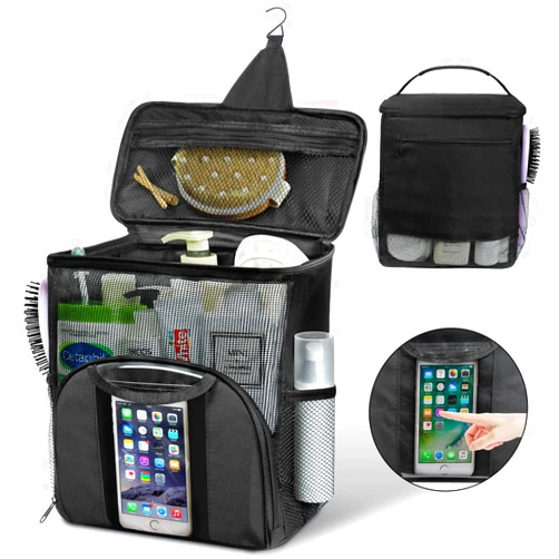 Attmu Portable Shower Caddy College Tote Bag, Quick Dry Hanging Toiletry Bag, Large Capacity Mesh Shower Caddy Portable for College Dorm Room Essentials for Boys and Girls for Bath Camping (Black)