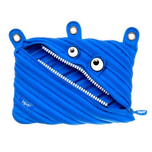 ZIPIT Monster Pencil Pouch for Boys | 3-Ring Binder Pencil Case | Large Capacity Pen Case for School (Blue)