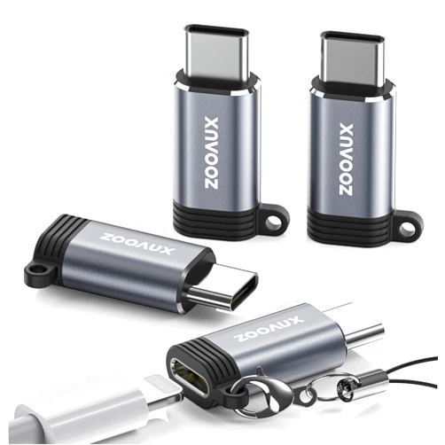 ZOOAUX 4 Pack Lightning Female to USB C Male Adapter, Type C Charger Converter, Support Charging & Data Transfer Compatible with iPhone 15, iPad, Air, Samsung, Pixel, Not for Audio/OTG