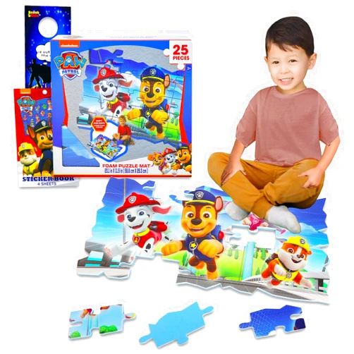 Paw Patrol Foam Puzzle for Toddlers, Kids - 25 Piece Jigsaw Puzzle Playset Plus Stickers and More | Boys and Girls Floor Puzzles