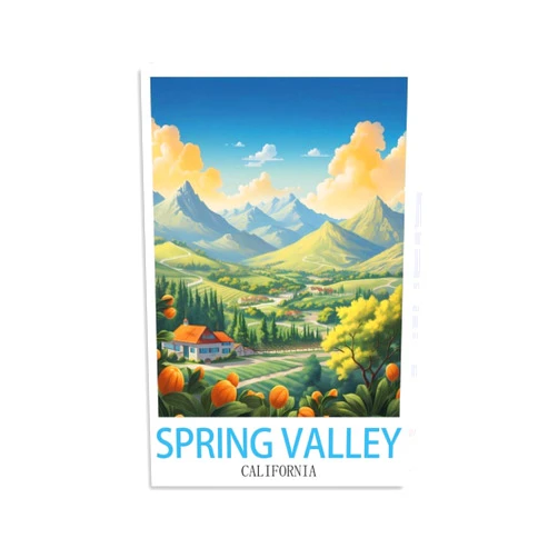 HXHNFER Spring Valley California Vintage Travel Poster 12x18inch(30x45cm) Canvas Wall Posters And Art Pictures Prints Paintings Bedroom Decor