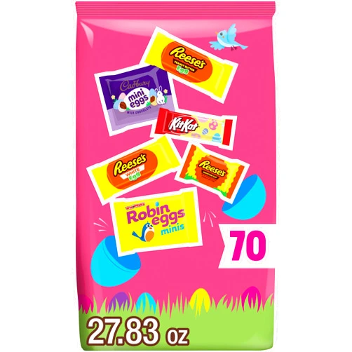 HERSHEY'S Hershey Assorted Flavored, Easter Candy Bag, 27.83 oz (70 Pieces)