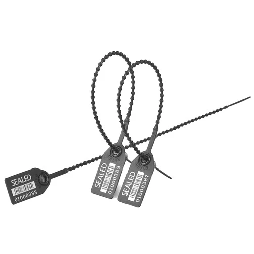 LeadSeals 500 Black Plastic Barcode Seals, Numberd Plastic Tamper Seals Security Tags, Pull-Tite Safety Zip Ties, Tamper Proof Tags Plasic Locks for Fire Extinguishers