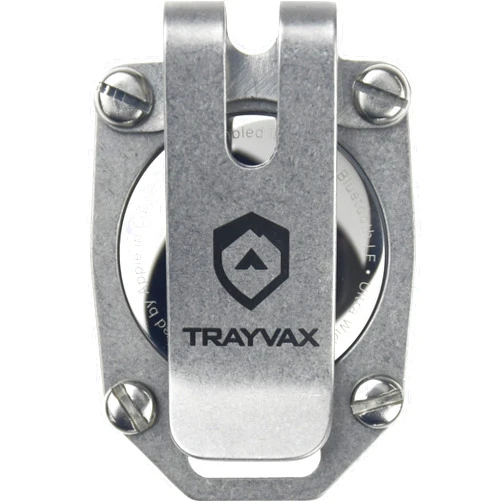 Trayvax Tracer Apple Airtag Keychain, Stainless Steel Air Tag Holder Key Chain with Pocket Clip, and Lanyard Hole, Silver