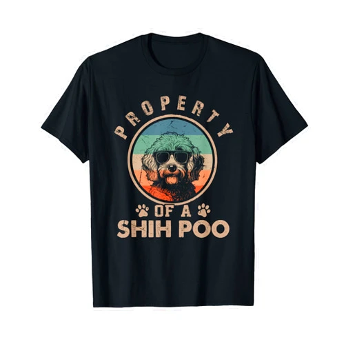 Cute Vintage Shih Poo Christmas Men Women Gifts Property Of A Shih Poo Gifts Funny Shih Poo Dog Lover Owner T-Shirt