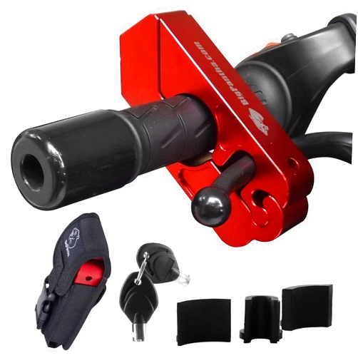 BigPantha Motorcycle Grip Lock - Heavy Duty Brake/Handlebar/Throttle Lock That Secures Your Bike, Scooter, Moped, or ATV in Under 5 Seconds! - Anti Theft Motorcycle Lock W/Free Holster (Red)