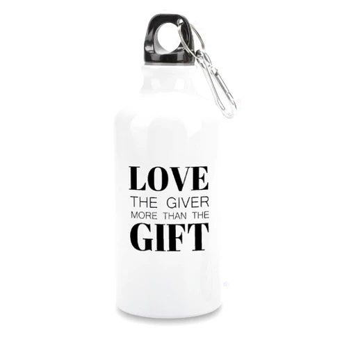 JuneLucky Love The Giver More Than The Gift Water Bottles with Carabiner Clip Keeps Hot & Cold Insulated Aluminum Sports Bottles Stainless Steel Tumbler for Travel School Work Fitness Gym Outdoor 14 oz