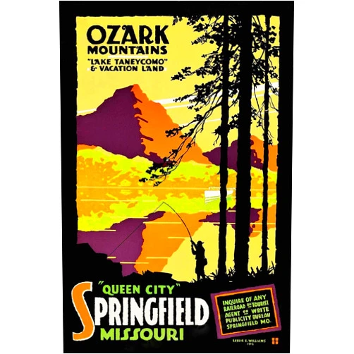 Digi Magnets Magnet 1916 Ozark Moutains Springfield Missouri Vintage Style Travel Magnet Vinyl Magnetic Sheet for Lockers, Cars, Signs, Refrigerator 5