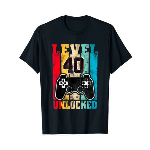 Level Unlocked Vintage Gamers Birthday Gifts By Mj 40 Year Old Bday Gifts Gamer Level 40 Unlocked 40th Birthday T-Shirt