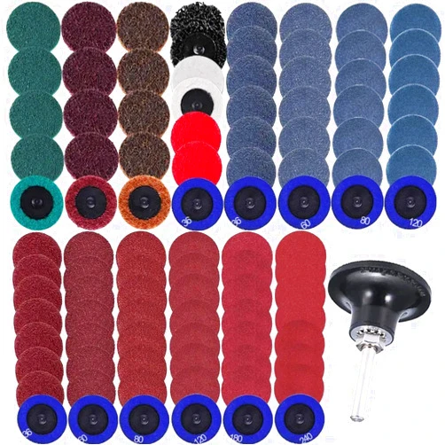 MBHALBY 103 Pcs Sanding Discs Set 2 Inches Quick Change Disc with 1/4 inch Tray Holder for Die Grinder Surface Prep Strip Grind